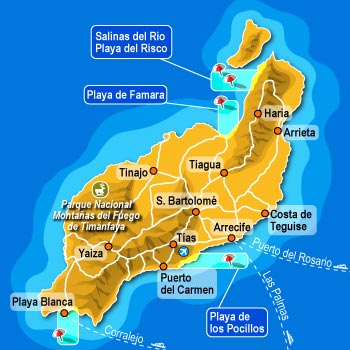 Карта острова Лансароте, Испания